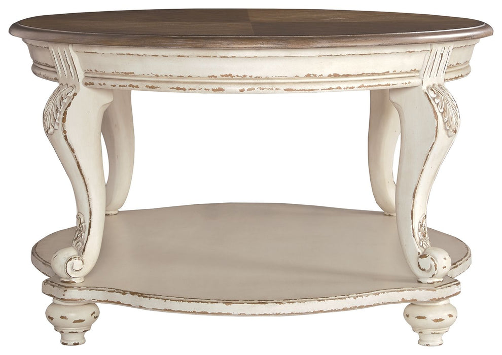 Realyn - White / Brown - Oval Cocktail Table Capital Discount Furniture Home Furniture, Furniture Store