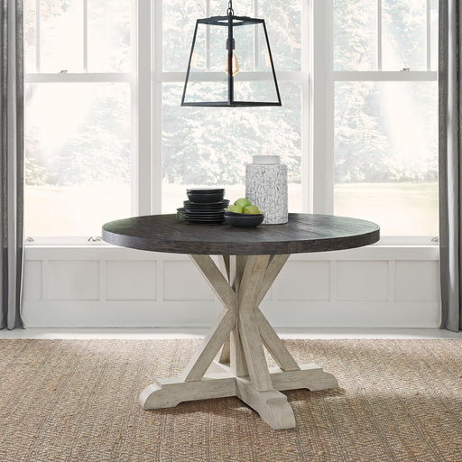 Willowrun - Pedestal Table Set - Rustic White Capital Discount Furniture Home Furniture, Furniture Store