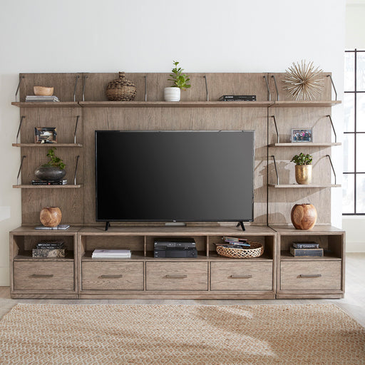City Scape - Entertainment Center With Piers - Burnished Beige Capital Discount Furniture Home Furniture, Home Decor, Furniture