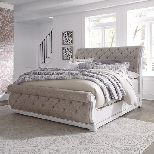 Magnolia Manor - California King Upholstered Sleigh Bed - White Capital Discount Furniture Home Furniture, Furniture Store