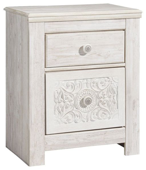 Paxberry - Whitewash - Two Drawer Night Stand Capital Discount Furniture Home Furniture, Furniture Store