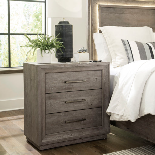 Horizons - Bedside Chest With Charging Station - Gray Capital Discount Furniture Home Furniture, Furniture Store