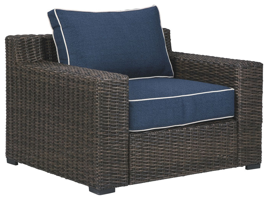 Grasson - Brown / Blue - Lounge Chair W/Cushion Capital Discount Furniture Home Furniture, Furniture Store