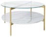 Wynora - White / Gold - Round Cocktail Table Capital Discount Furniture Home Furniture, Furniture Store
