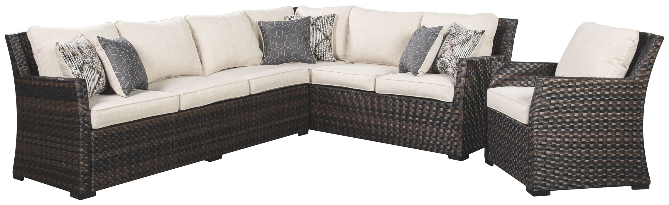 Easy - Dark Brown / Beige - Sofa Sec/chair W/Cush (Set of 3) Capital Discount Furniture Home Furniture, Furniture Store