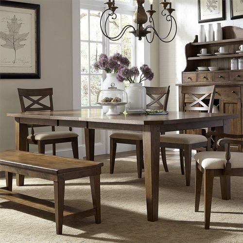 Hearthstone Ridge - 6 Piece Rectangular Table Set - Dark Brown - Upholstered Chairs Capital Discount Furniture Home Furniture, Furniture Store