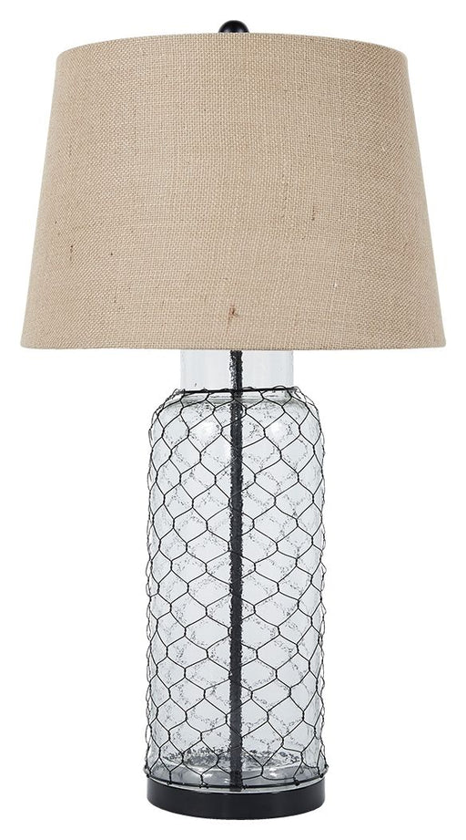 Sharmayne - White - Glass Table Lamp  - Wrapped With Wire Capital Discount Furniture Home Furniture, Furniture Store
