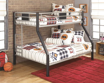 Dinsmore - Black / Gray - Twin/Full Bunk Bed W/Ladder Capital Discount Furniture Home Furniture, Home Decor, Furniture