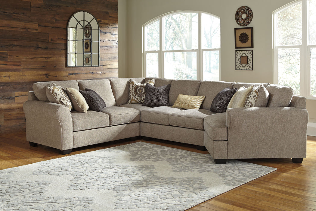 Pantomine - Driftwood - Right Arm Facing Cuddler With Armless Loveseat 4 Pc Sectional