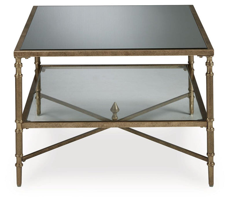 Cloverty - Aged Gold Finish - Rectangular Cocktail Table Capital Discount Furniture Home Furniture, Furniture Store