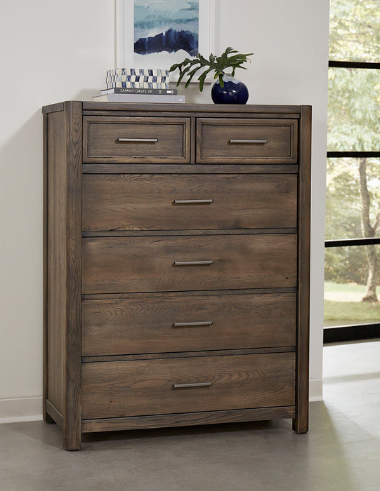 Crafted Oak - Chest 5 Drawers - Dark Brown Capital Discount Furniture Home Furniture, Furniture Store