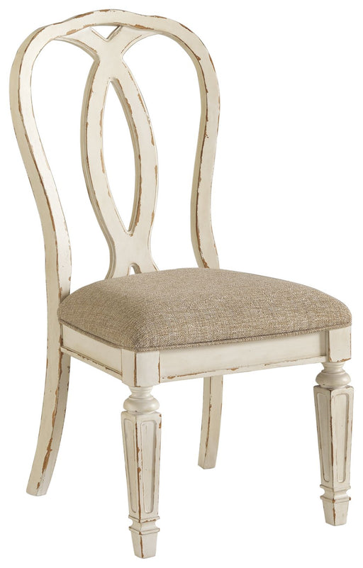 Realyn - Chipped White - Dining Uph Side Chair  - Ribbonback Capital Discount Furniture Home Furniture, Furniture Store