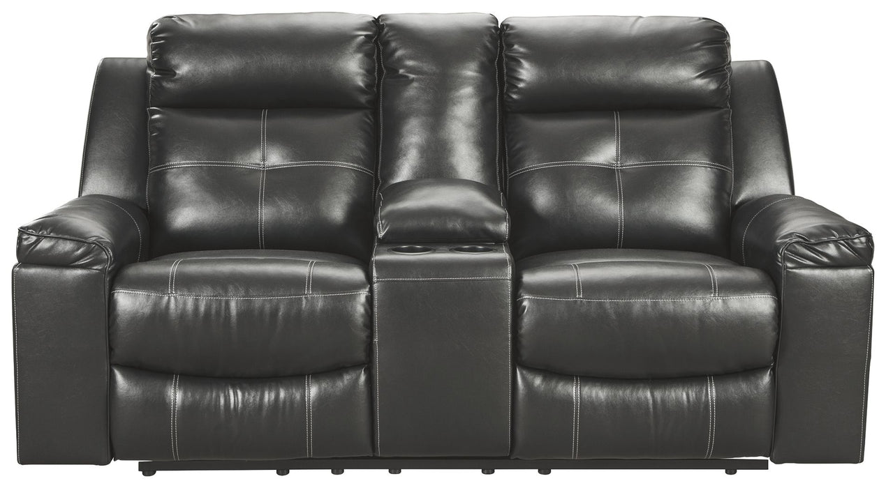 Kempten - Black - Dbl Rec Loveseat W/Console Capital Discount Furniture Home Furniture, Home Decor, Furniture