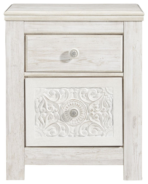 Paxberry - Whitewash - Two Drawer Night Stand Capital Discount Furniture