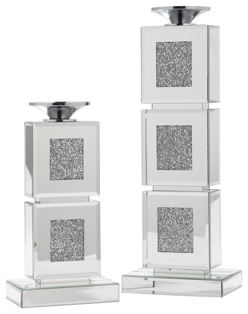 Charline - Metallic - Candle Holder Set (Set of 2) - Segmented Capital Discount Furniture Home Furniture, Furniture Store