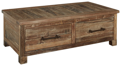 Randale - Distressed Brown - Cocktail Table With Storage Capital Discount Furniture Home Furniture, Furniture Store
