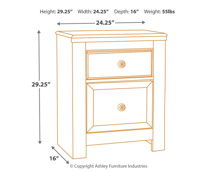 Paxberry - Whitewash - Two Drawer Night Stand Capital Discount Furniture Home Furniture, Home Decor, Furniture