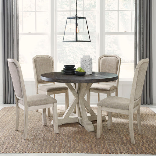 Willowrun - 5 Piece Pedestal Table Set - Rustic White Capital Discount Furniture Home Furniture, Furniture Store