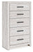 Cayboni - Whitewash - Five Drawer Chest Capital Discount Furniture Home Furniture, Furniture Store