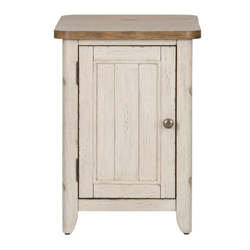 Farmhouse Reimagined - Door Chair Side Table With Charging Station - White Capital Discount Furniture Home Furniture, Furniture Store