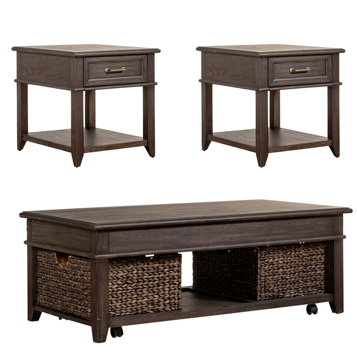 Mill Creek - 3 Piece Living Room Set (Lift Top Cocktail & 2 Drawer End Tables) - Dark Brown Capital Discount Furniture Home Furniture, Furniture Store