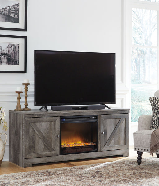 Wynnlow - Gray - 63" TV Stand With Glass/Stone Fireplace Insert Capital Discount Furniture