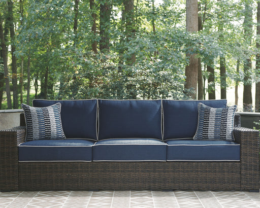 Grasson - Brown / Blue - Sofa With Cushion Capital Discount Furniture Home Furniture, Home Decor, Furniture