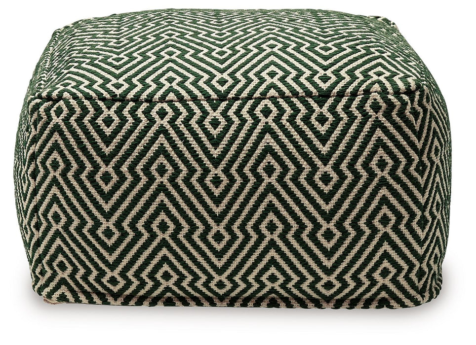 Abacy - Green / Ivory - Pouf Capital Discount Furniture Home Furniture, Furniture Store