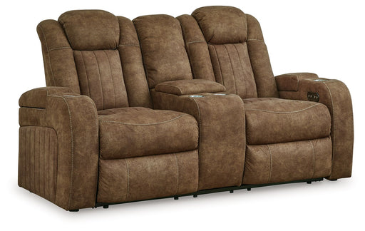Wolfridge - Brindle - Power Reclining Loveseat With Console /Adj Hdrst Capital Discount Furniture Home Furniture, Furniture Store