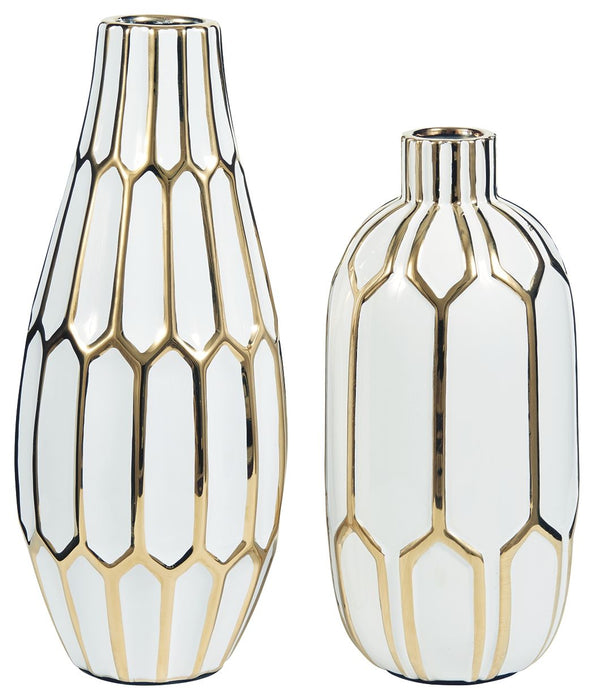 Mohsen - Gold Finish / White - Vase Set (Set of 2) Capital Discount Furniture Home Furniture, Furniture Store
