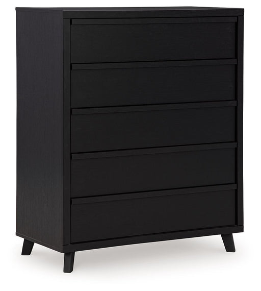Danziar - Black - Five Drawer Wide Chest Capital Discount Furniture Home Furniture, Home Decor, Furniture