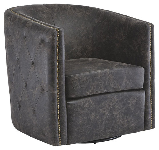 Brentlow - Distressed Black - Swivel Chair Capital Discount Furniture Home Furniture, Furniture Store