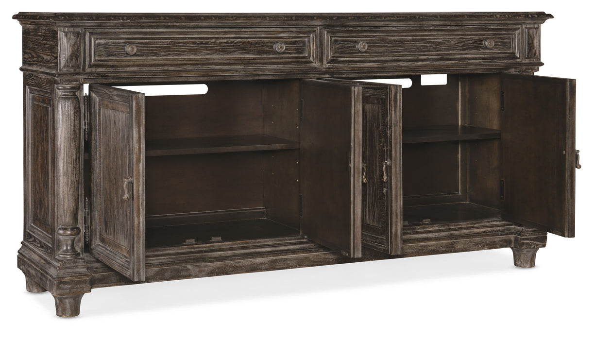 Traditions - 2-Drawers 2-Shelves Buffet - Dark Brown