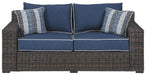 Grasson - Brown / Blue - Loveseat W/Cushion Capital Discount Furniture Home Furniture, Furniture Store
