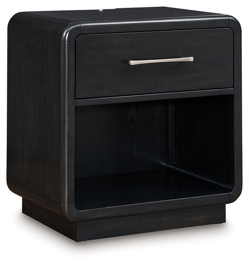 Rowanbeck - Black - One Drawer Night Stand Capital Discount Furniture Home Furniture, Furniture Store