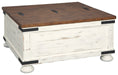 Wystfield - White / Brown - Cocktail Table With Storage Capital Discount Furniture Home Furniture, Furniture Store