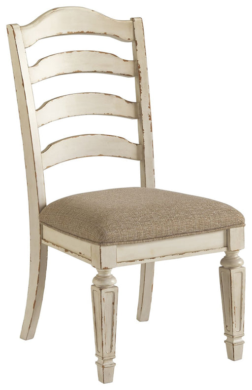Realyn - Chipped White - Dining Uph Side Chair  - Ladderback Capital Discount Furniture Home Furniture, Furniture Store
