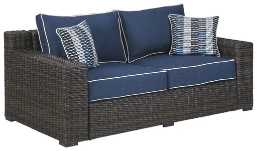 Grasson - Brown / Blue - Loveseat W/Cushion Capital Discount Furniture Home Furniture, Home Decor, Furniture