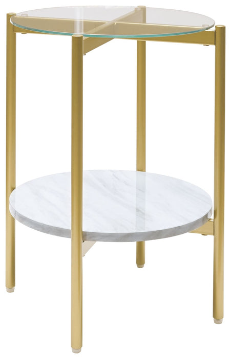 Wynora - White / Gold - Round End Table Capital Discount Furniture Home Furniture, Furniture Store