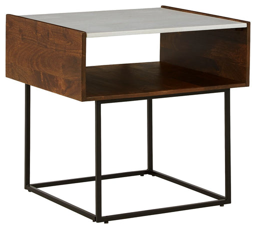 Rusitori - Brown / Beige / White - Rectangular End Table Capital Discount Furniture Home Furniture, Furniture Store
