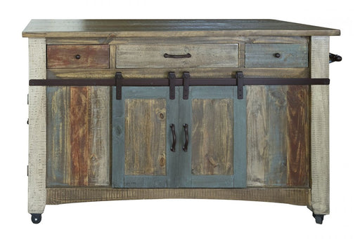 Antique Multicolor - 2 Drawers Kitchen Island - Blue Capital Discount Furniture Home Furniture, Furniture Store