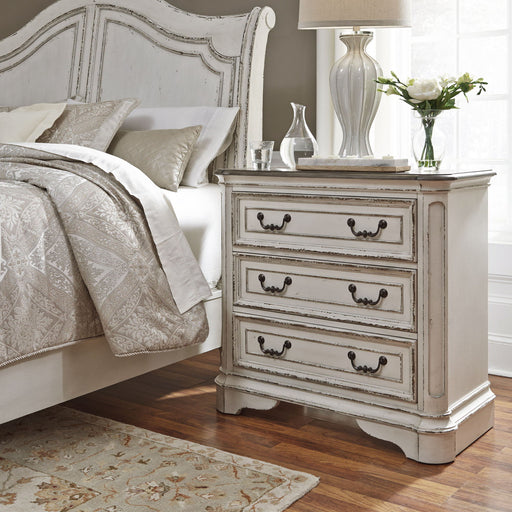 Magnolia Manor - 3 Drawer Bedside Chest With Charging Station - White Capital Discount Furniture Home Furniture, Furniture Store