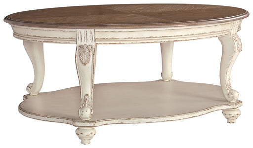 Realyn - White / Brown - Oval Cocktail Table Capital Discount Furniture Home Furniture, Furniture Store