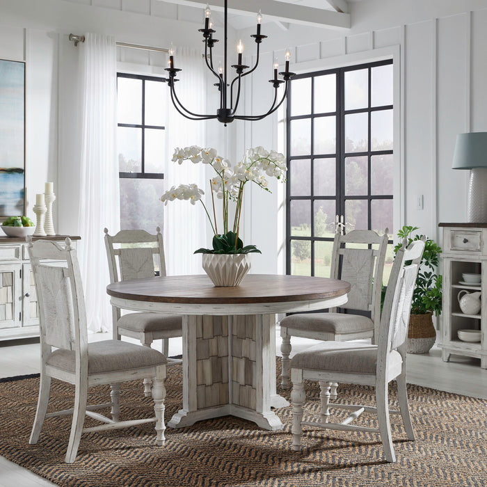 River Place - 5 Piece Pedestal Table Set - White Capital Discount Furniture Home Furniture, Furniture Store