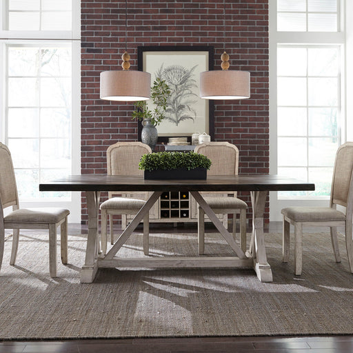 Willowrun - Trestle Table - Rustic White Capital Discount Furniture Home Furniture, Furniture Store