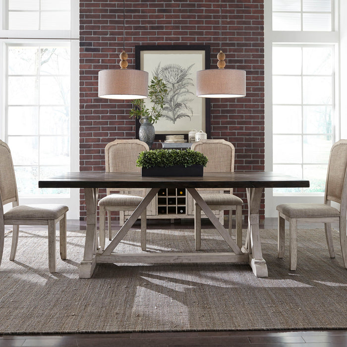 Willowrun - Trestle Table - Rustic White Capital Discount Furniture Home Furniture, Home Decor, Furniture