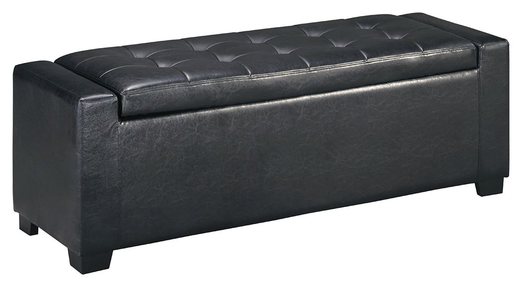 Benches - Black - Upholstered Storage Bench - Faux Leather Capital Discount Furniture Home Furniture, Furniture Store